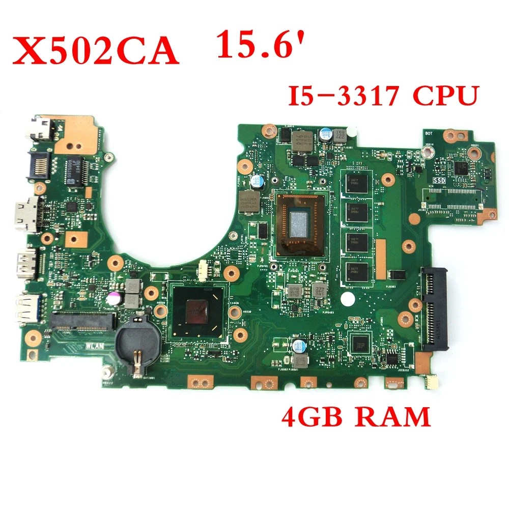 

Материнская плата X502CA с процессором I5-3317, 4 Гб памяти, Материнская плата ASUS X502CA, X502C, F502CA, X402C, F402CA, X402CA, материнская плата для ноутбука