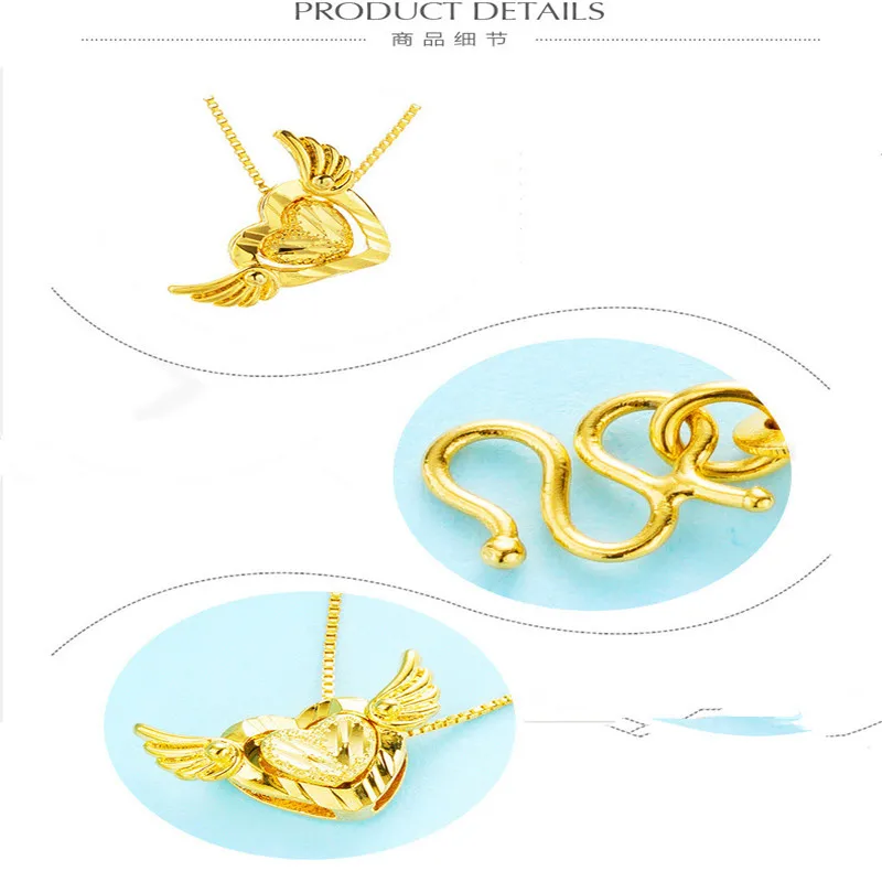 Модные ювелирные изделия крыло Ангела в форме сердца золотое ожерелье с