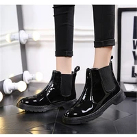 autumn patent leather boots for woman winter warm non slip ankle boots woman shoes new arrival solid black snow boots eu 35 40