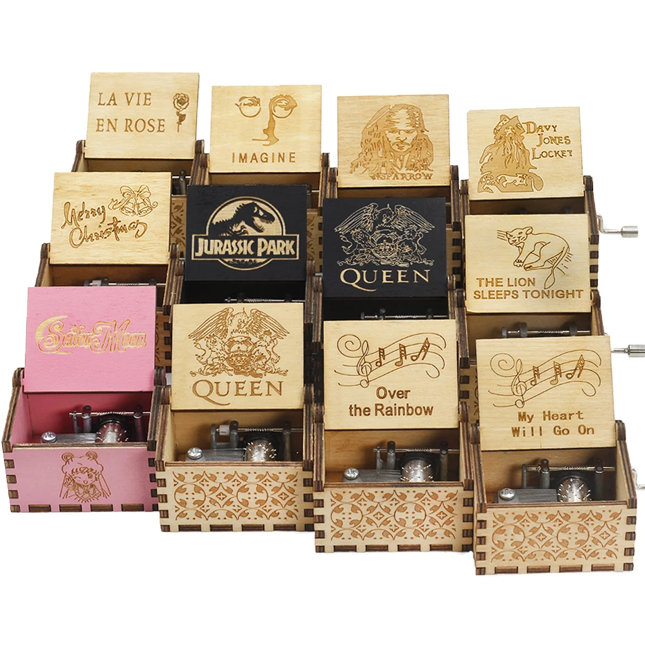 Дропшиппинг античная резная деревянная музыкальная шкатулка с рукояткой