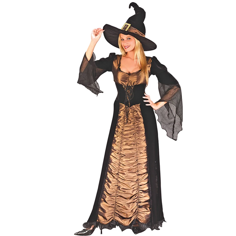 

Carnival Halloween Lady Pumpkin Witch Costume Long Classic Clubwear Role Play Cosplay Fancy Party Dress