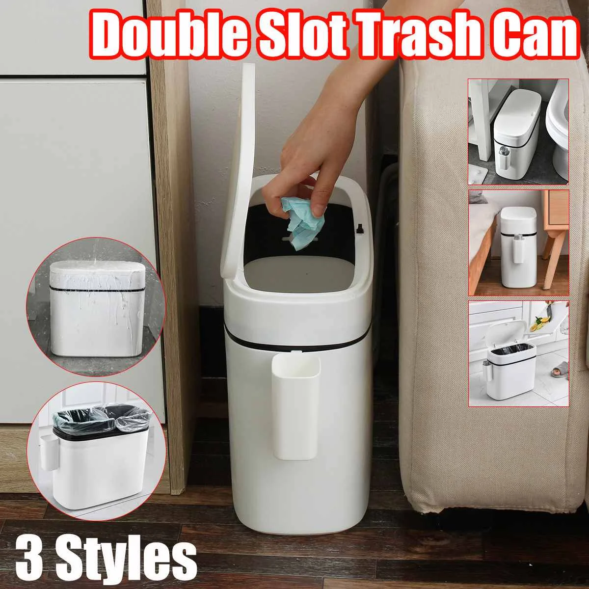 

12L/14L Large Capacity Multifunctional Trash Can Kitchen Storage Toilet Trash Can Deodorizing Toilet Bathroom Accessories Set