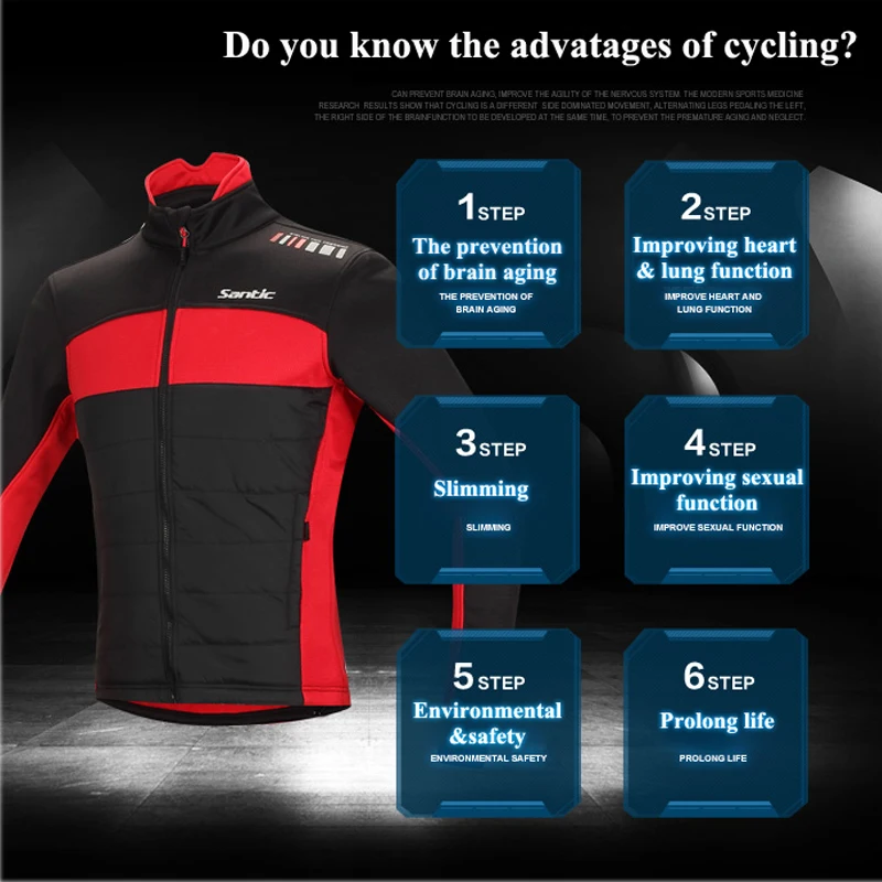 Зимняя мужская куртка Santic красная и зеленая для велоспорта с длинным