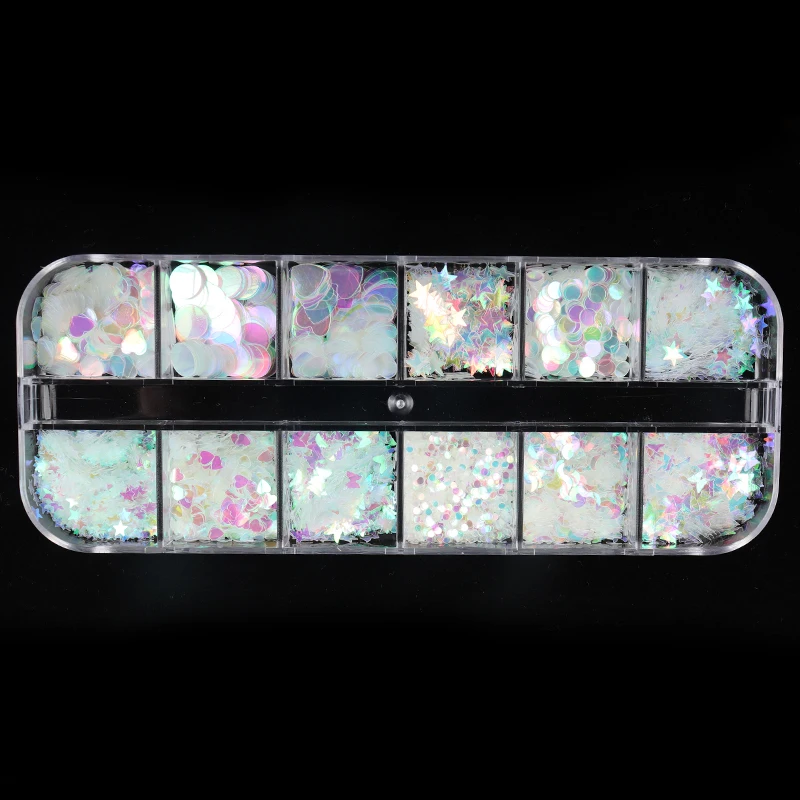 12 Сетки смешанный Русалка симфония блеск блестки для нейл Арта (искусство