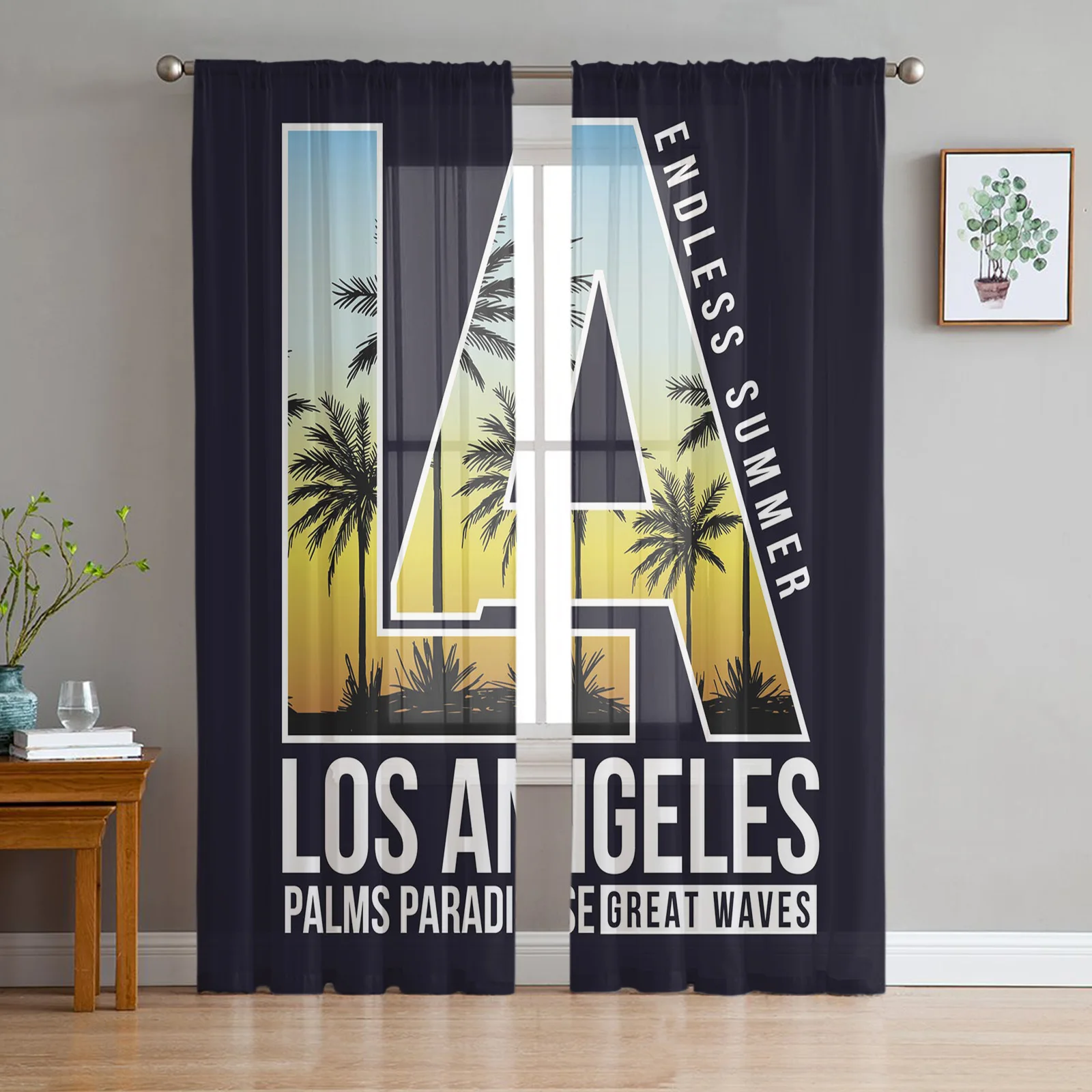 Роскошный бежевый тюль с Шторы s Лос-Анджелеса Винтаж пляжные Гостиная Кухня