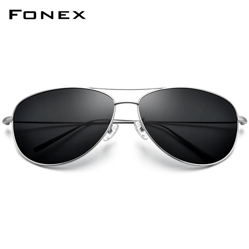 

FONEX Pure Titanium Polarized Sunglasses Men Aviation Sun Glasses for Men Brand Designer Male Aviador Mirrored Sunglass 3001