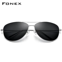 fonex pure titanium polarized sunglasses men aviation sun glasses for men brand designer male aviador mirrored sunglass 3001