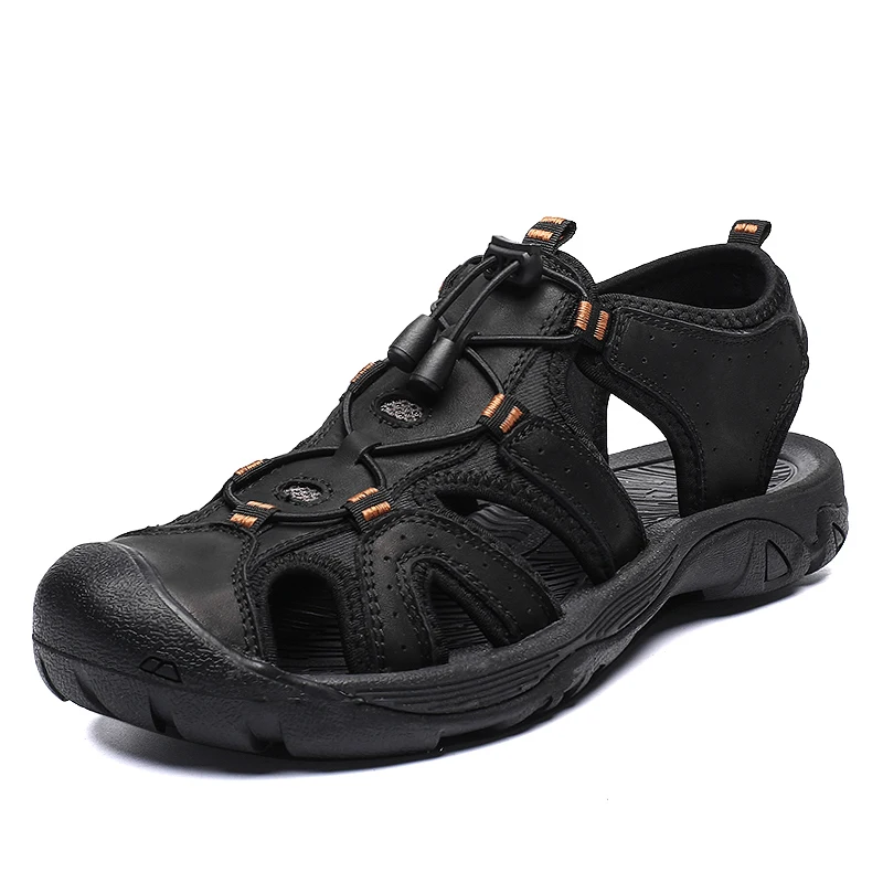 

New Men's Sandals Summer Breathable Sandals Soft Comfortable Men Fashion Shoes Leather Sandals Outdoor Men Roman Sandals 38-46