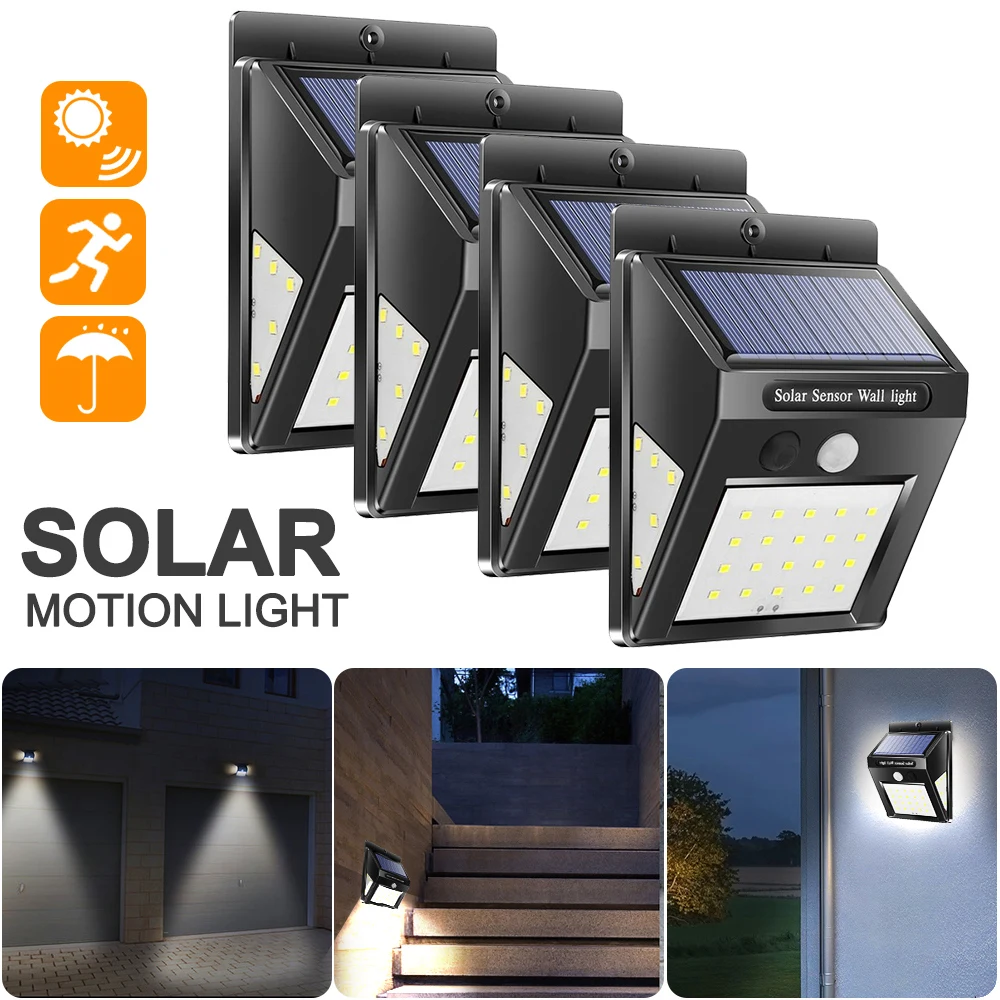 LED Solar Power Wall Lights Waterproof Travel PIR Motion Sensor Outdoor Street Yard Path Home Garden Security Lamp1/2/4pcs | Спорт и