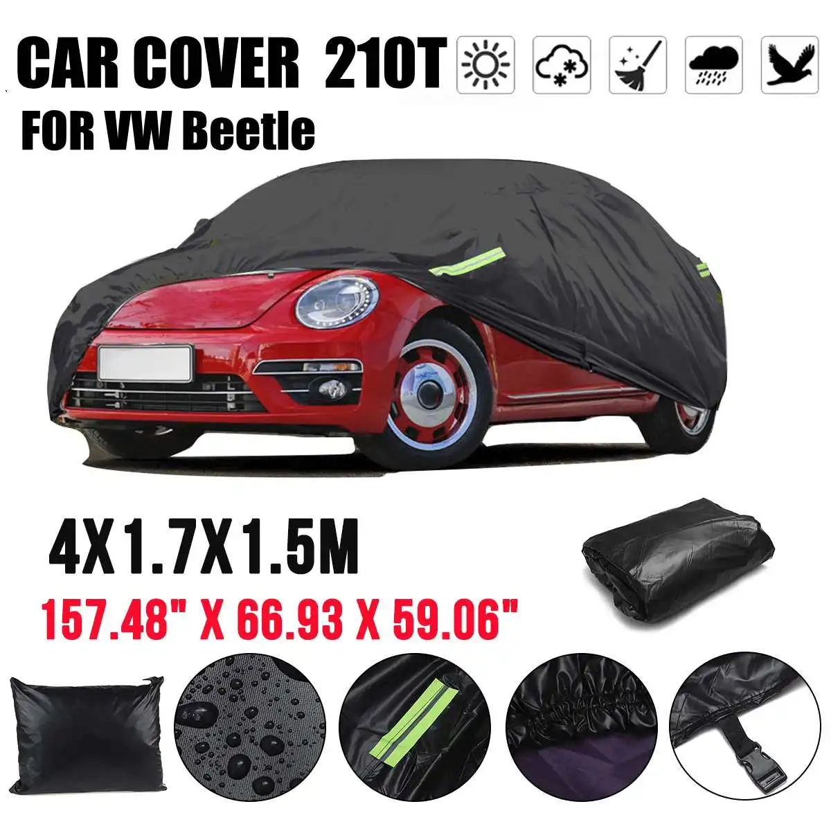 

Универсальный автомобильный чехол для VW Beetle 210T водонепроницаемый противоуф солнцезащитный пылезащитный устойчивый к царапинам автомобил...