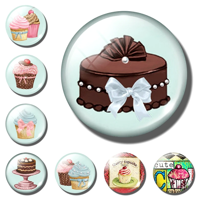 Милый вкусный торт магнитный декор кекс 30 мм круглые магнитные наклейки милый