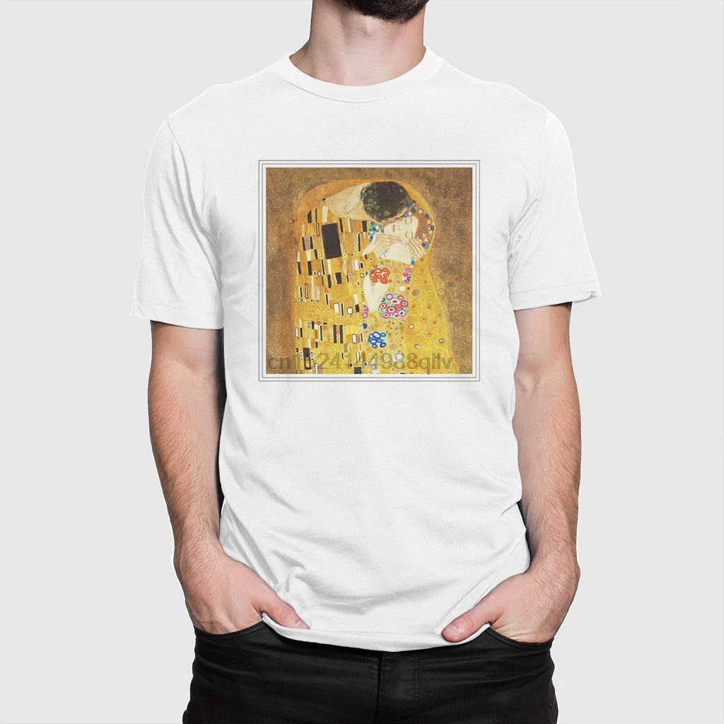 Белая футболка Gustav Klimt The Kiss No 1 Распродажа футболок из натурального