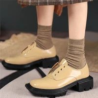 office oxfords shoes women genuine leather chunky heels ankle boots female low top round toe platform pumps shoes casual shoes