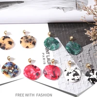 vintage stud earrings for women jewelry green red leopard print resin gold hoop earrings wholesale korean fashion gift female