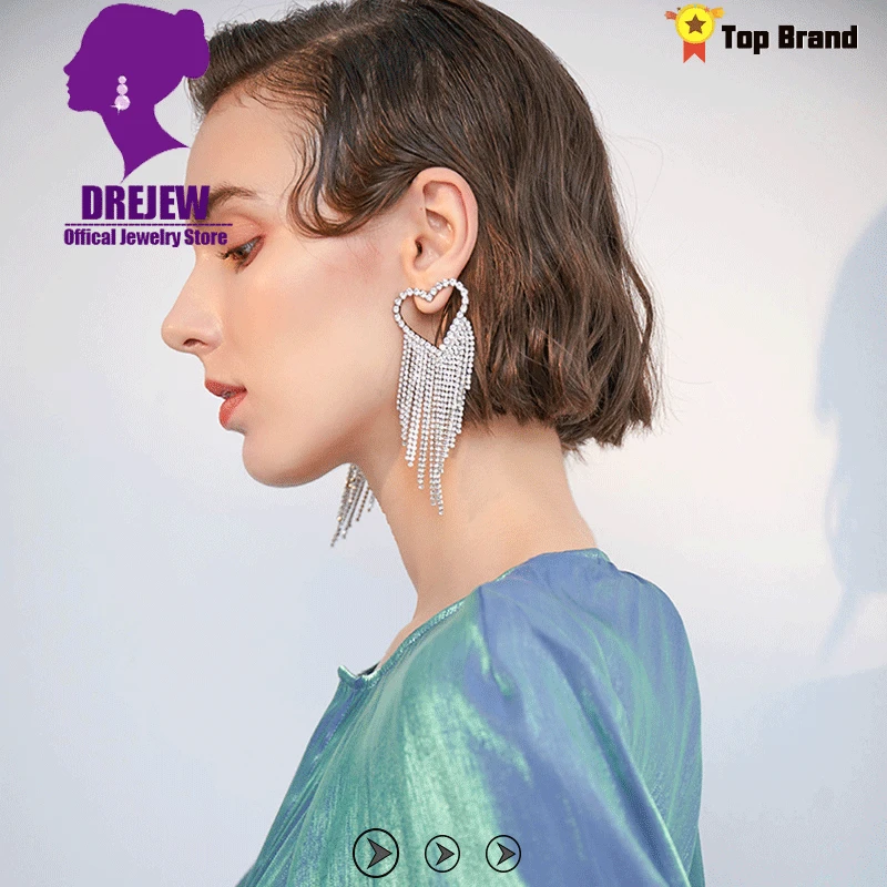 DREJEW золотые серебряные серьги в форме сердца для влюбленных Роскошные стразы