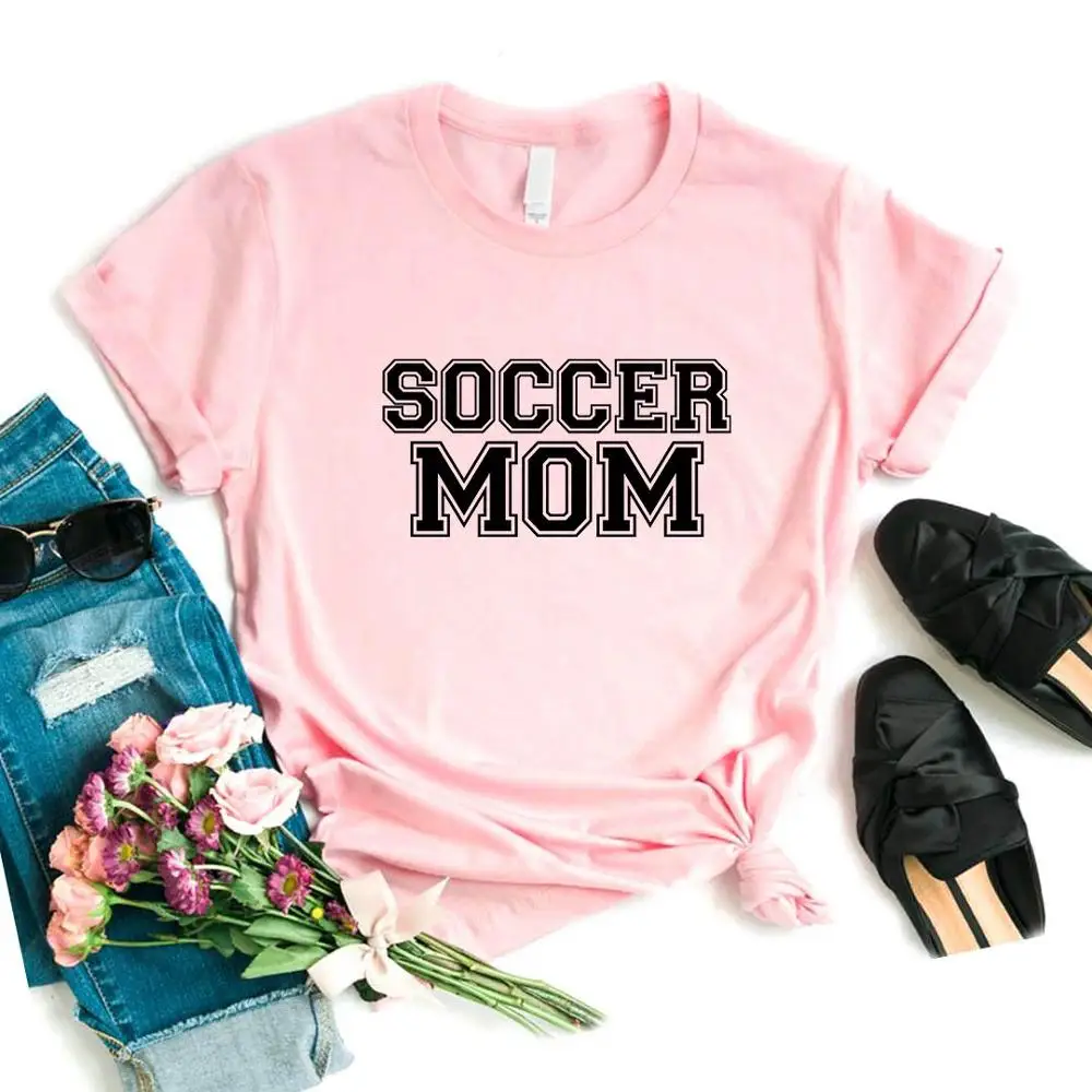 

Women T Shirt Soccer Mom Letter Print Tshirt Women Short Sleeve O Neck Loose T-shirt Ladies Summer Causal Tee Shirt Clothes Tops