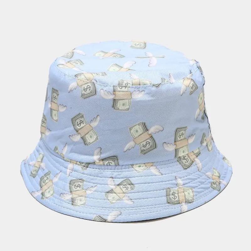 

Creative Dollar Graffiti Panama Fisherman Hat Female New Foldable Double-sided Wear Basin Hat Tide Outdoor Bob Leisure Sun Hat
