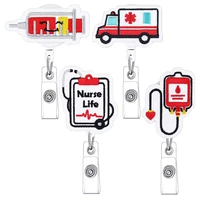 2022 new fashion cute retractable nurse cartoon badge reel clip badge holder students doctor id card holder
