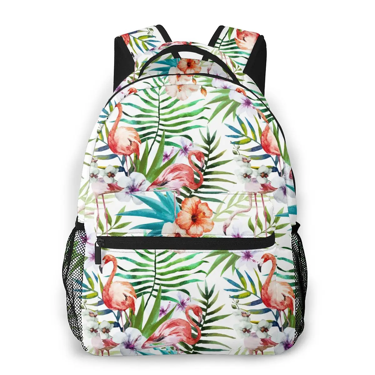 

Women Backpack Casual Travel Bag Hibiscus Flowers And Flamingos School Bag Fashion Shoulder Bag For Teenage Girl Bagpack