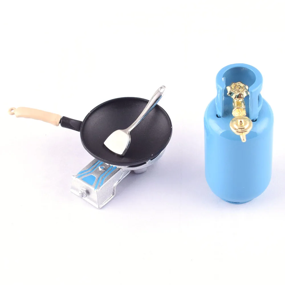 

Dollhouse Miniature Kitchen Toys Alloy Gas Stove Gas Tank/Pan Mini Pand Parts Model for Children model 1Set