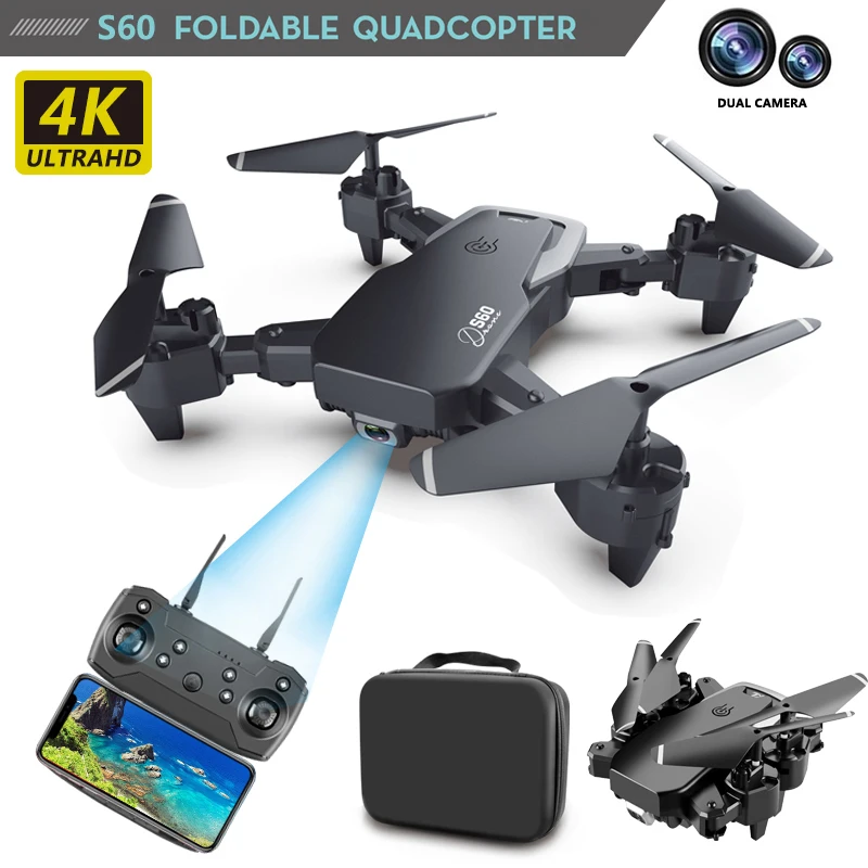 

RC 4K hd wide-angle camera Quadcopter, 1080p WiFi FPV dual camera S60 realizes intelligent flight tracking of remote control uav