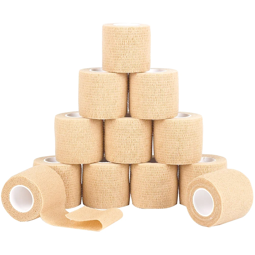 

12 Roll Cohesive Bandage Tape Vet Wrap Self Adherent Wrap for Medical First Aid Sports Injury, Wrist, Ankle Sprains and Swelling