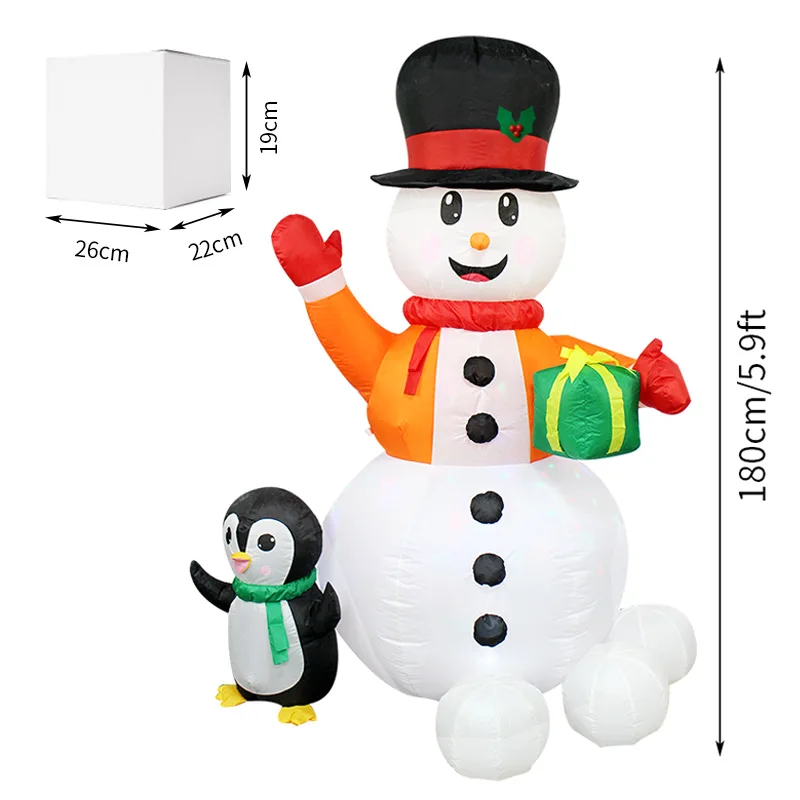 Рождественские надувные украшения 6 футов для двора со снеговиком вращающиеся