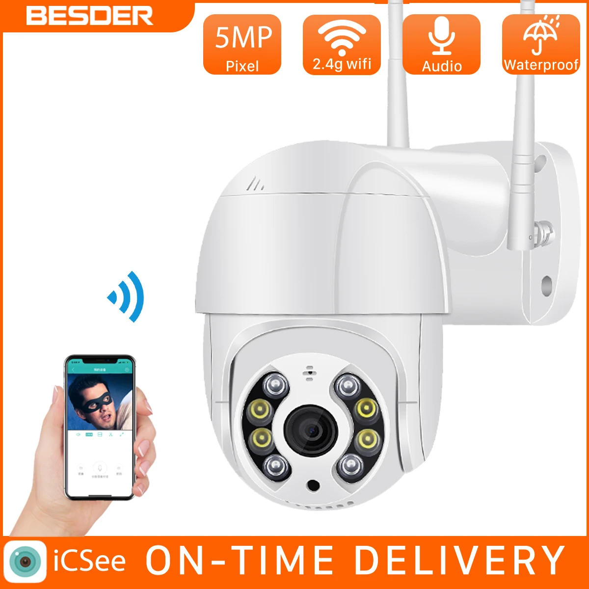 

Ip-камера BESDER, 5 Мп, PTZ, Wi-Fi, ИК, ночное видение