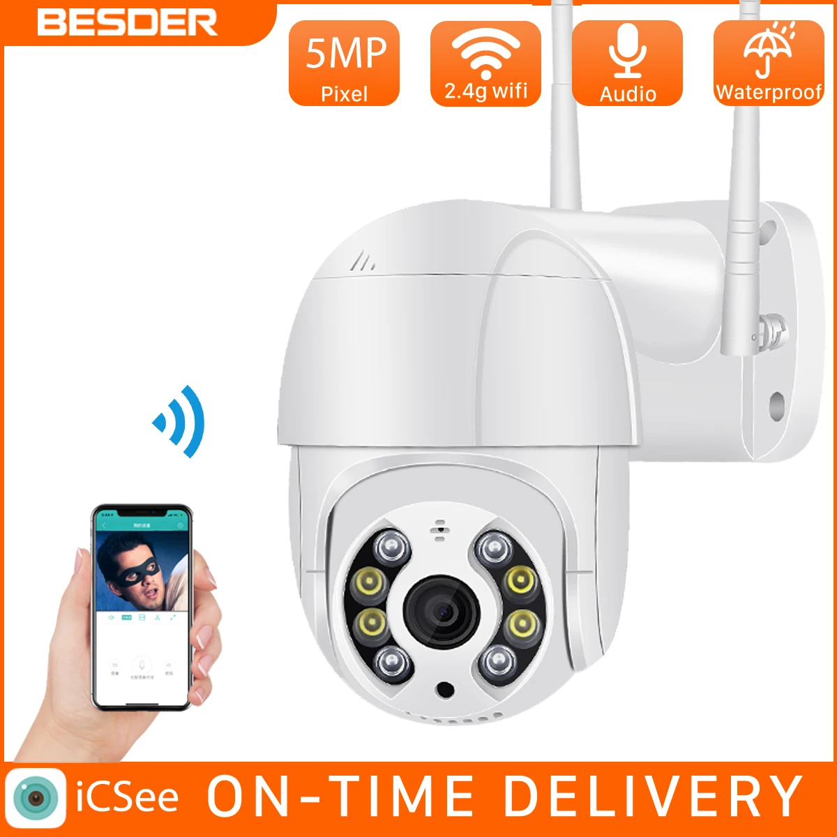 BESDER 5MP PTZ Wi Fi камера Искусственный интеллект Обнаружение движения человека