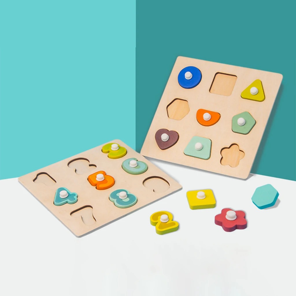

Montessori Wood Sensory Toys Pegged Puzzle Shapes Matching Board for Kids 2-4 Years Old
