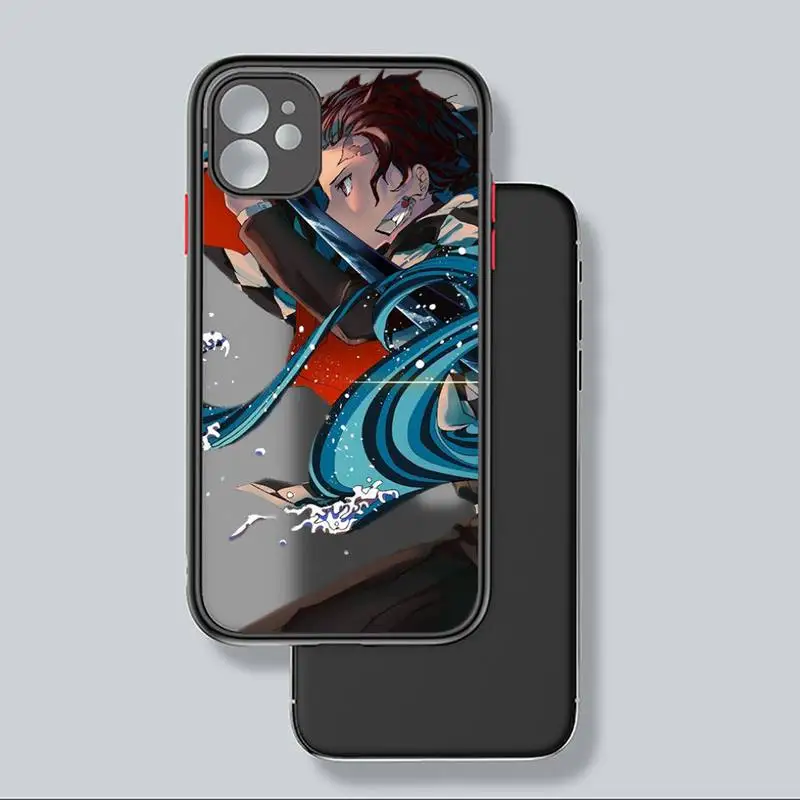 

Demon Slayer Phone Case black matte transparent For iPhone 7 8 x xs xr 11 12 pro plus mini max Clear Funda