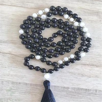 8mm natural obsidian gemstone mala necklace tassel 108 bead tassel spirituality natural energy yoga unisex wristband buddhism