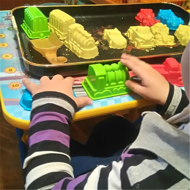 

6 Pcs Car Suit Power Playing Sand Molds Space Playing Sand Car Molds Puzzle Beach Toy Kit