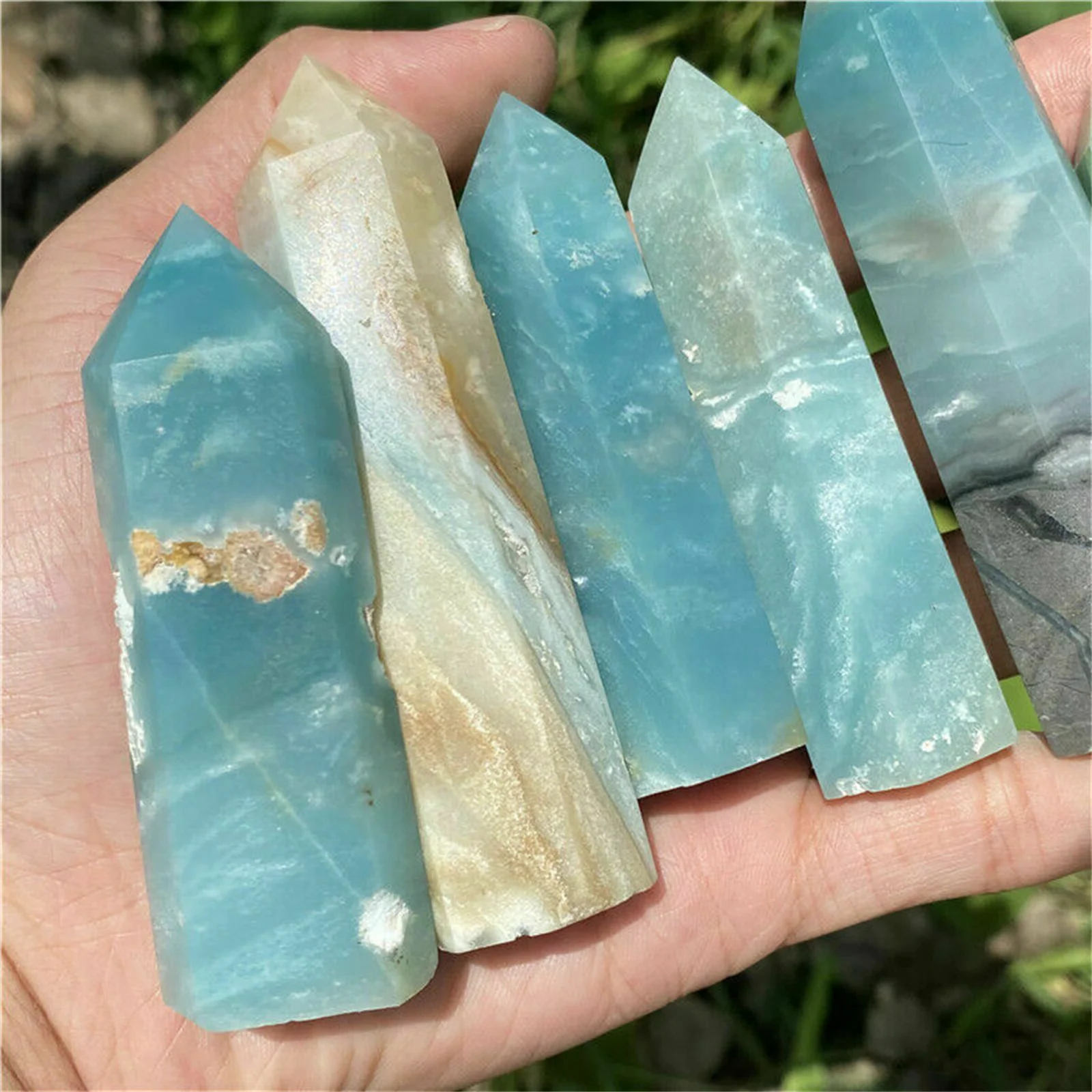 

Natural Obelisk Quartz Crystal wand heals reiki