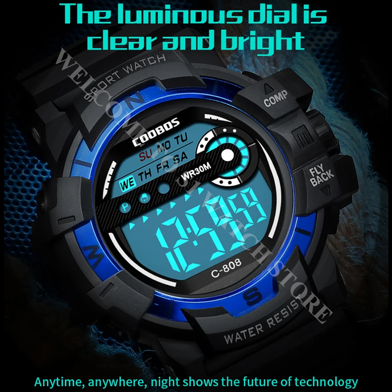 Часы наручные мужские электронные роскошные спортивные светодиодные светящиеся