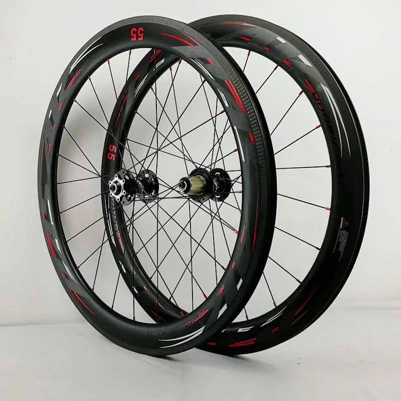 55clincher black HUB 700C дорожный велосипедный дисковый тормоз, колесная пара, 40 мм довод Цикл крест углеродный руль для велосипеда, оправа углерода бескамерные шины для гравия wheel24hole 9 мм QR - Цвет: 55clincher black HUB