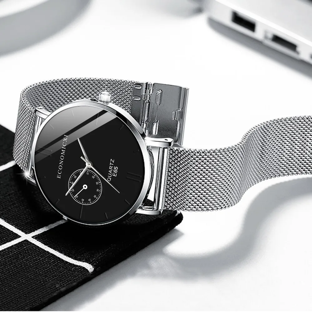 

2021 new Fashion Simplicity Mens Watches Men's Fashion Business Watch Simple Stainless Steel Mesh Belt Wild Men's Quartz