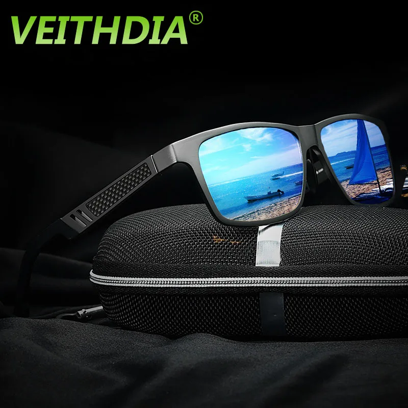 Мужские зеркальные очки VEITHDIA с логотипом от оригинального бренда HD из алюминиево