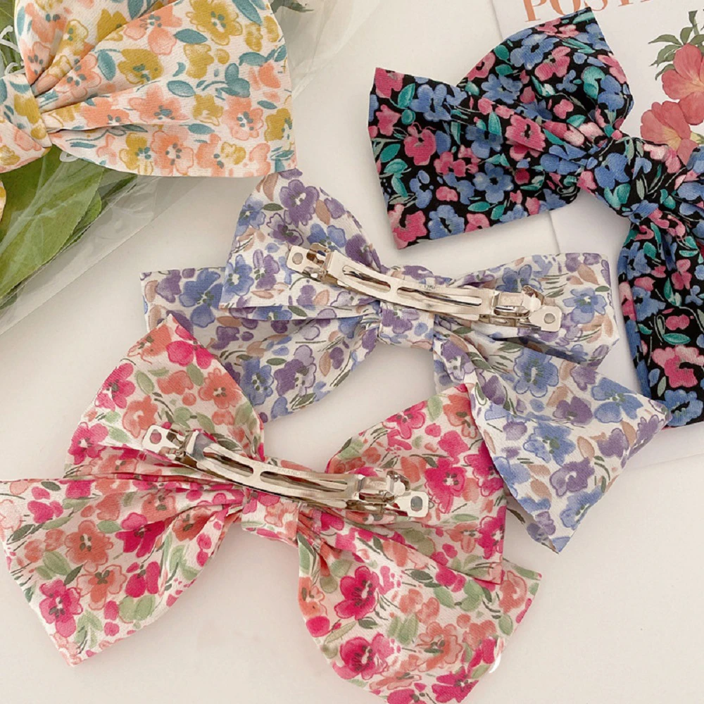 

New Big Hair Bow Spring Hair Clips Chiffon Ribbon Hairpins For Women Girls Ponytail Holder Hairpin Hair Accessories