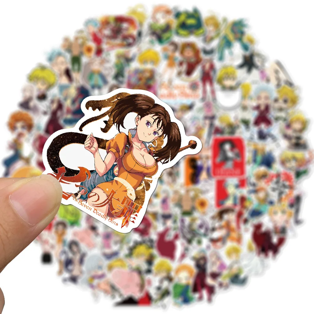 10/50/100 unids/lote Jap&oacute;n Anime Siete pecados mortales pegatinas impermeable para guitarra bricolaje port&aacute;til PS4 skate ni&ntilde;os pegatina para juguetes-3