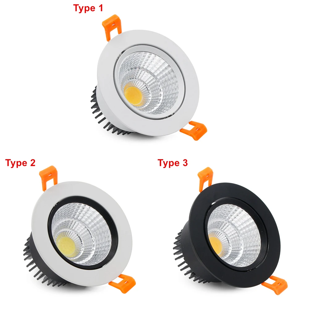 DBF-foco LED COB ajustable de ángulo de 2020, luces empotradas de techo, regulable, 5W, 9W, 12W, 3000K/4000K/6000K, AC110/220V
