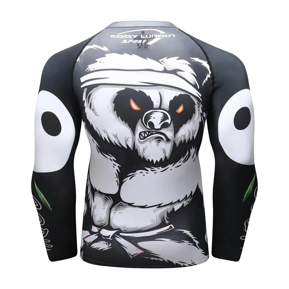 Man Compression Sport Suit Quick-drying Fitness Training MMA Kit rashguard Male Gym Sportswear 3D print panda Tights Jogging Set images - 6