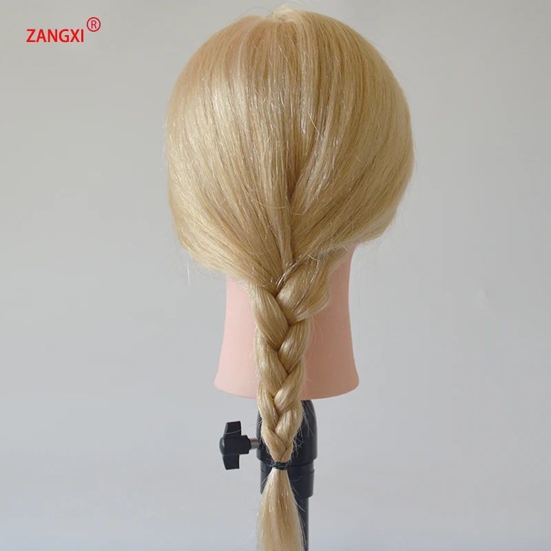 16inch White Blonde  Human Hair Training Head For Salon Cut Professional Doll Head Hairstyles Female Hairdressing Head Mannequin enlarge