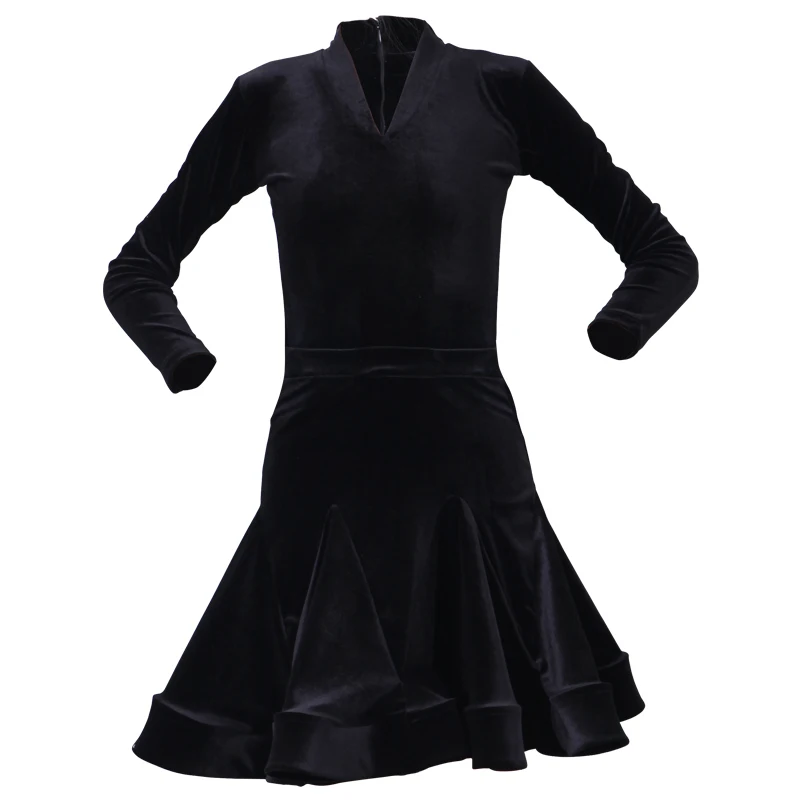 

Classic Latin Dance Costumes Girls Cha Cha Tango Samba Salsa Rumba Ballroom Practice Wear Black Performance Clothing DC3152