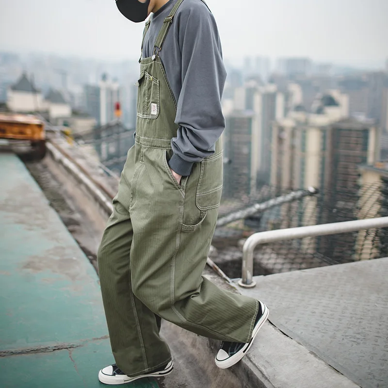 Vintage Jeans Overalls Mens Jumpsuit Cargo Work Pants Baggy Bib Contrast Stitch Denim Overalls Stitch Trousers