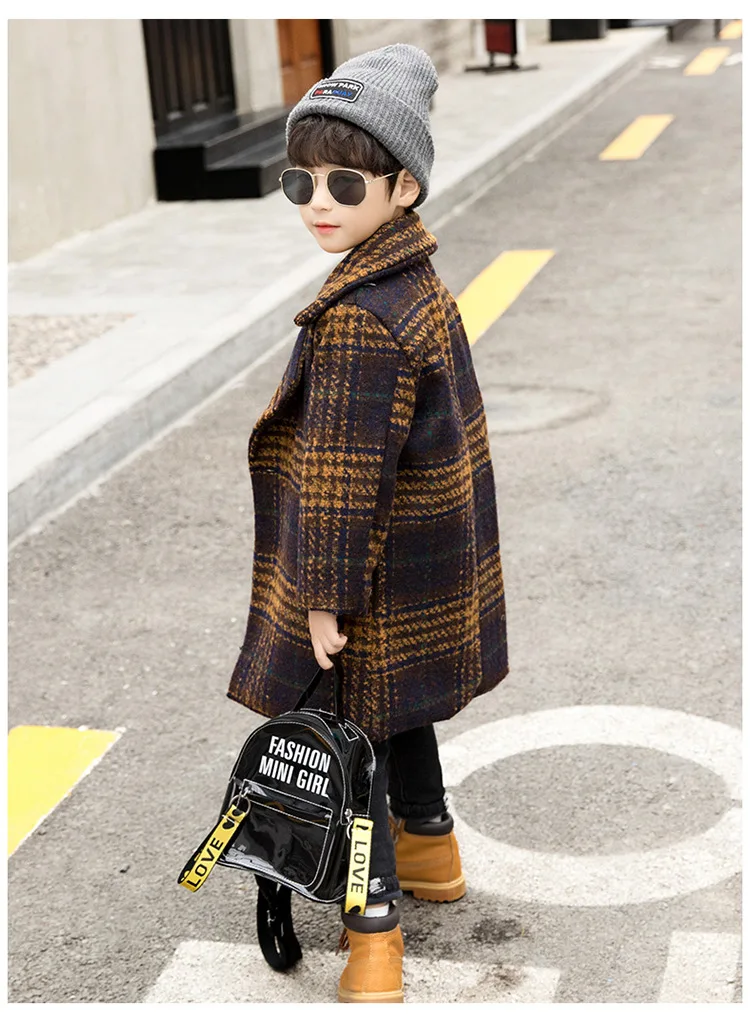 Winter Jackets Boys Solid Woolen Double-breasted Baby Boy Trench Coat Lapel 3 4 5 6 7 Y Kids Outerwear Coats For Boy Windbreaker