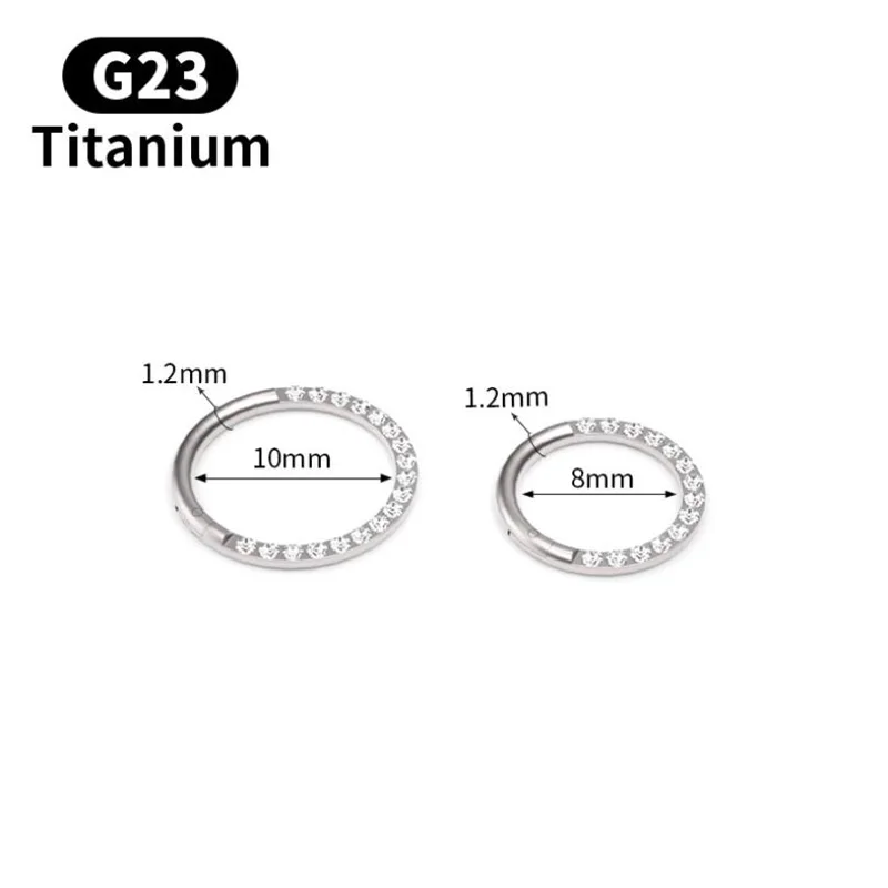 

G23 Titanium CZ Stone Nose Piercing Septum Clicker Nipple Helix Piercing Lip Earrings Hoop Tragus Nose Ring Women Body Jewelry