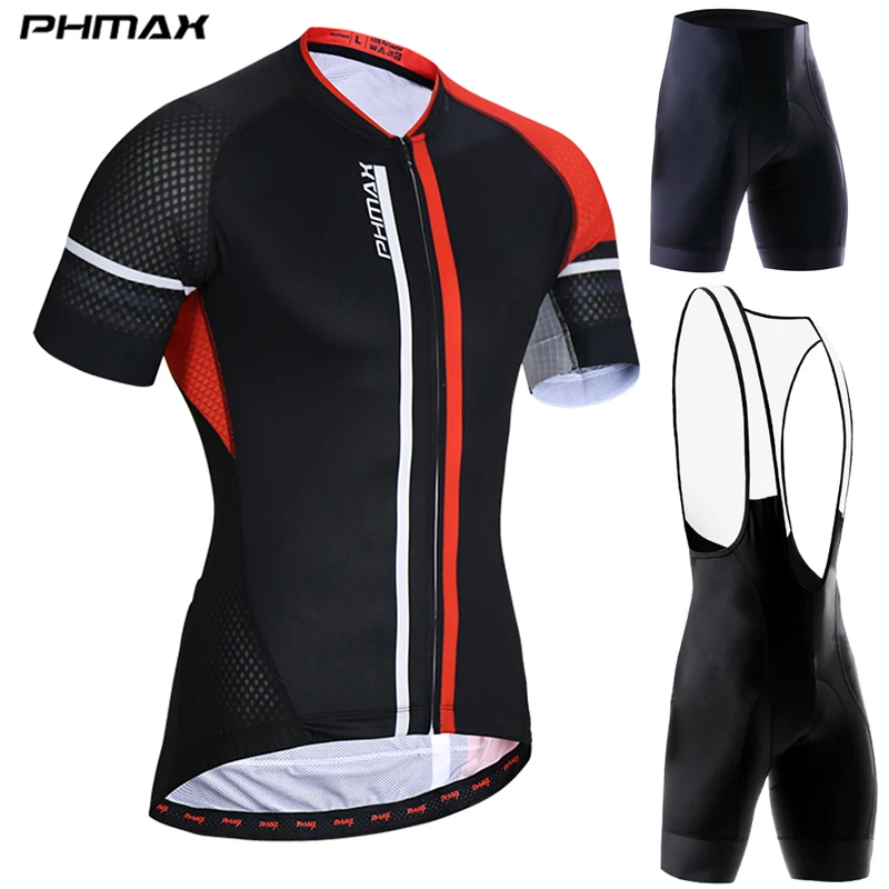 

PHMAX Anti-UV Pro Summer Cycling Jersey Set Men MTB Bicycle Cycling Clothing Suit Breathable Racing Bike Bib Jersey Set