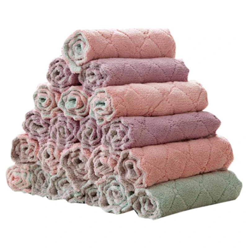 

30 Sets of Kitchen Towels Dish Cloths, Premium Lint-Free Dishcloths, Super Absorbent Coral Velvet Dishtowels,Fast Drying