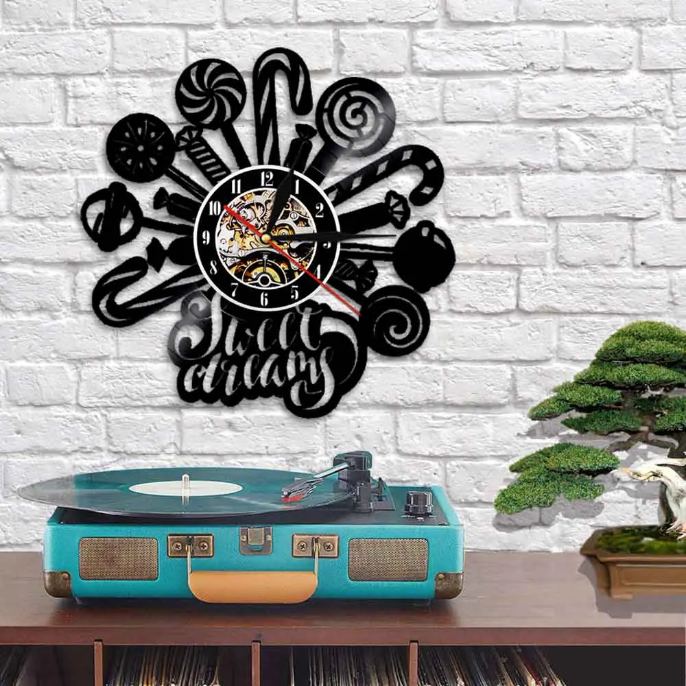 Часы настенные с виниловой пластиной в виде леденцов|modern home decor|3d digital3d digital clock |